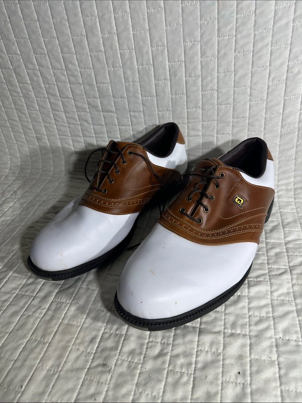 FootJoy Super Lites Two-Tone White and Brown Men's Golf Shoes